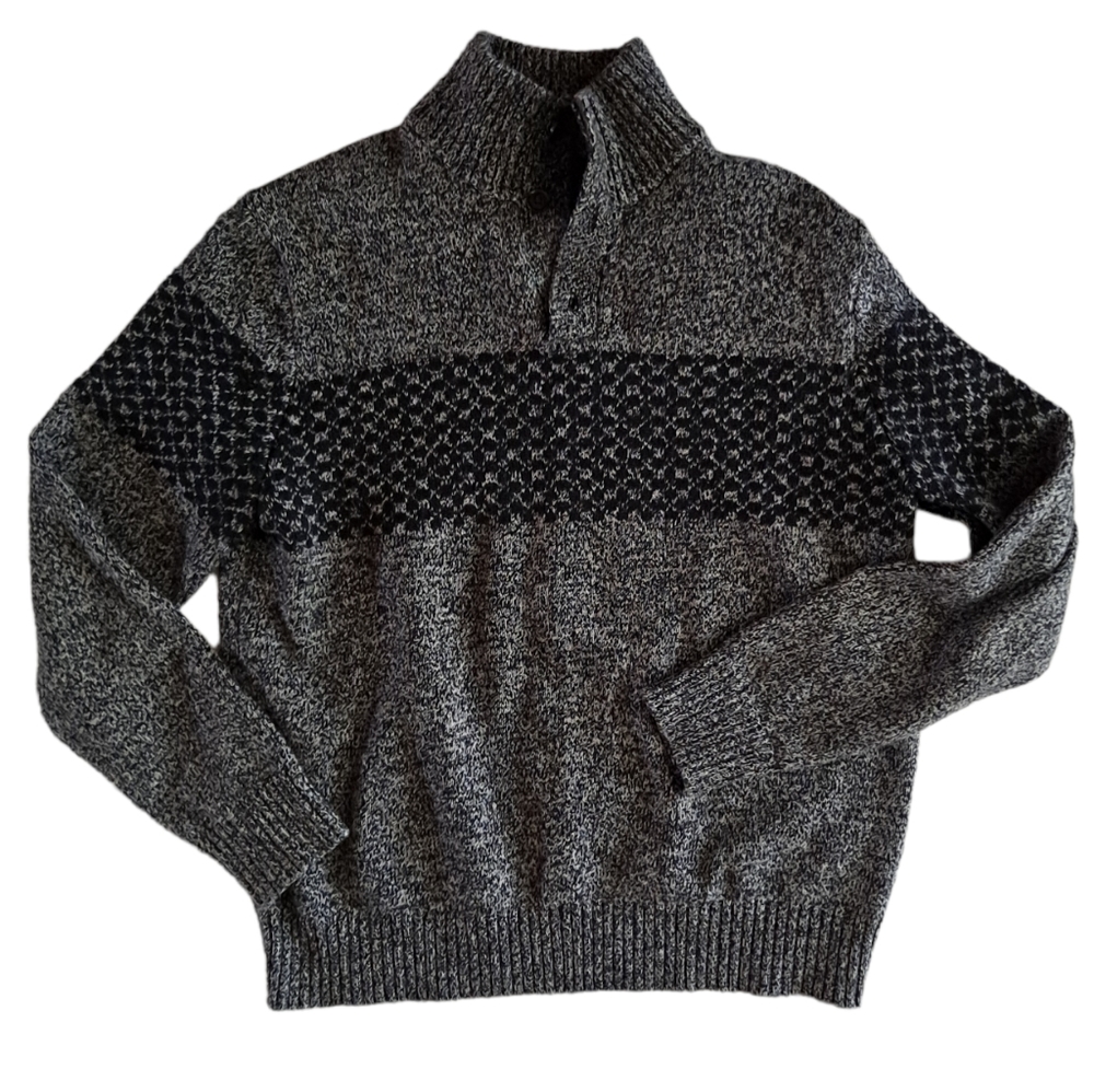 Gap unisex grey and black soft lambswool sweater, Large